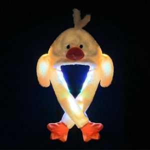 Wackelohrmütze mit LED und beweglichen Ohren Plüschkostüm für Kinder Erwachsene Tier Plüschtier Mütze (Ente)