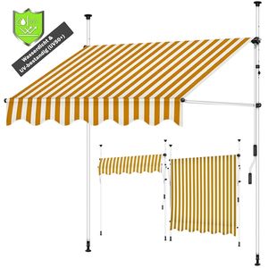Svěrná markýza Mucola výškově nastavitelná balkonová markýza bez vrtání markýza proti slunci ochrana proti větru - oranžová / bílá s LED 400 x 120 cm