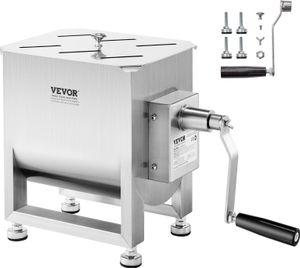 VEVOR ruční mixér na maso 15 l (maximální mixování 6,8 kg masa), nerezový mixér na maso, mixér na klobásy s redukčním převodem, ruční mixér na mleté maso