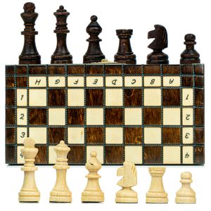 Schachspiel schach Schachbrett Holz hochwertig - Chess board Set klappbar mit Schachfiguren groß für Kinder und Erwachsene 20X20 cm