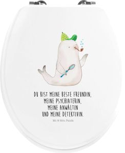 Mr. & Mrs. Panda Motiv WC Sitz Robbe Sherlock - Weiß - Geschenk, Tiere, Tiermotive, Klobrille, Gute Laune, Toilette, Klodeckel, WC-Sitz, lustige Sprüche, Toilettendeckel