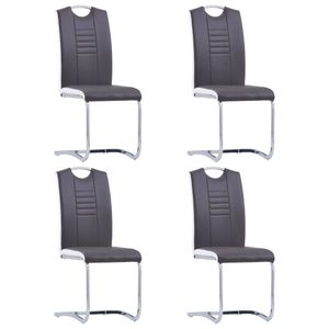 HOMMIE - 4-er Set Freischwinger Esszimmerstühle Stühle Schwingstuhl, 150 kg belastbar, Grau Kunstleder ,42 x 52 x 100 cm☺4726