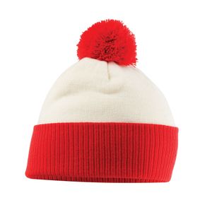 Beechfield - "Snowstar" Mütze für Herren/Damen Uni BC5281 (Einheitsgröße) (Naturweiß/Leuchtend Rot)