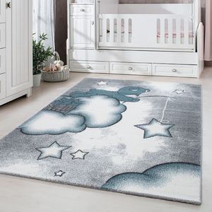 Kinderteppich Baby Bär und Sternmuster, Rechteckig, Pflegeleicht, Teppiche für Kinderzimmer, Babyzimmer oder Spielzimmer, Maße:160 x 230 cm