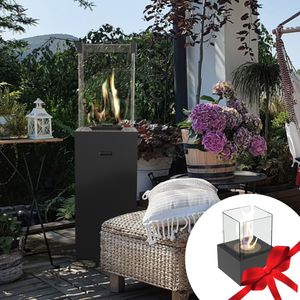 Terrassenheizer Gas PATIO SLIM schwarz + Gratis TANGO/2  bioethanol freistehender-kamin