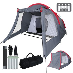 Puluomis Campingzelt Zelt 410x210x165 cm Tunnelzelt Kuppelzelt Familienzelt für 4-5 Personen Outdoor Camping wasserdicht grau