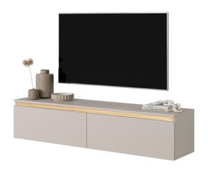 Selsey SENEY - TV-Möbel 140 cm taupe mit vergoldeter Einlage