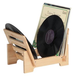 WISFOR Schallplattenständer Bambus Vinylplatten Aufbewahrung Box Acrylhalter für bis zu 50 Alben