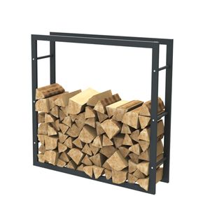 Bc-elec - HHWPF0011 Holzablage aus schwarzem Stahl 100*100*25CM, Rack für Brennholz, Kaminholzablage.