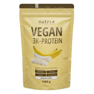 Protein Vegan 1kg - über 80 % pflanzliches Eiweiß - nutri+ 3k-Proteinpulver - Veganes Eiweißpulver ohne Laktose & Milcheiweiß - Banane