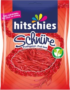 Hitschies Strawberry Strings ovocné provázky s jahodovou příchutí 125g