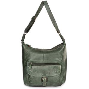 DONBOLSO Handtasche Paris I Damenhandtasche aus Nappaleder I Vintage Umhängetasche I Schultertasche mit Schlüsselband I Grün