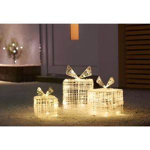 Geschenkbox Set mit 90 LED-Hintergrundbeleuchtung, 3 Größen warmes Licht - Home Styling Collection