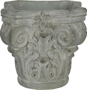 Clayre & Eef Blumentopf 17x17x16 cm Grau Grün Stein