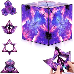 3D-Puzzle-Würfel,Zauberwürfel,Infinity Cube, Magic Cube,Transforming Cubes, Beliebtes Wissenschaftsspielzeug Magic Star Cubes,Lernspielzeug für Kinder(Lila)
