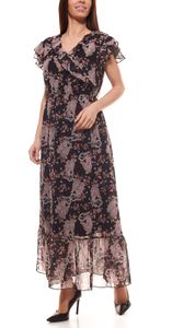 Tamaris Kleid stylische Damen Maxi-Kleid mit floralem Alloverdruck Schwarz, Größe:36