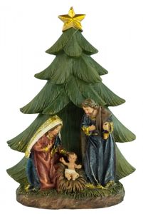 Detská figúrka Svätá rodina pod vianočným stromčekom, veľká, cca 16 cm, K 096-3
