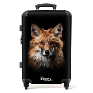NoBoringSuitcases.com Koffer Mittelgroß 67x43x25 cm, Tiere auf schwarzem Hintergrund: Fuchs, 60L