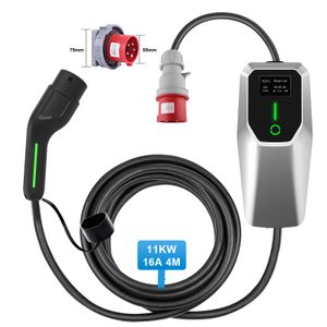 6/8/10/13/16A Type 2 EU EV Ladekabel Schuko Für Elektroautos EV Charger 3 Phase 11KW Einstellbarer Strom Tragbares Ladegerät 4M