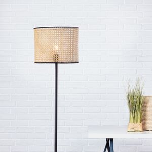 BRILLIANT natürliche Standleuchte WILEY | Standlampe mit Schirm aus Rattan Ø 30 cm | 1x E27 Fassung max. 60W | Metall/Rattan