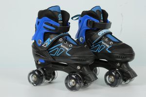 Kinder Rollschuhe mit Leuchtenden Rädern Roller Skates Inline Skates Verstellbar Größe 27-31 (Blau)