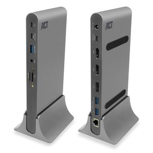 ACT USB-C Docking Station für 3 Monitore, HDMI, DisplayPort, mit Ethernet, USB-Hub, Kartenleser und Audio AC7047