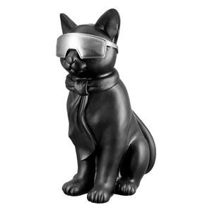 Casablanca by Gilde Katze "Hero Cat" schwarz mit Schal und silberfarbener Brille, H.35 cm, 37868