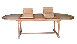Gartentisch LIBERIA, Holztisch aus kontrolliertem Eukalyptusholz, 180-220-260/110 cm, ausziehbar, oval