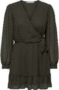 Only Tiva Dobby Fake Wrap Langärmliges Kurzes Kleid Grün XS Frau Grün XS