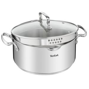 Tefal DUETTO+ G7194355, Rund, Edelstahl, Edelstahl, Edelstahl, Keramik, Gas, Halogen, Induktion, Versiegelte Platte, 250 °C