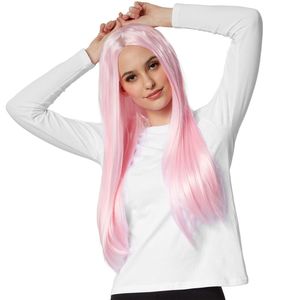 Perücke Lange Haare glatt - rosa
