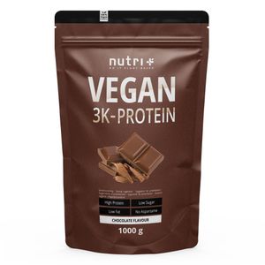 Protein Vegan 1kg - 84,1% pflanzliches Eiweiß - Nutri-Plus Shape & Shake 3k-Proteinpulver - Veganes Eiweißpulver ohne Laktose & Milcheiweiß - Schokolade