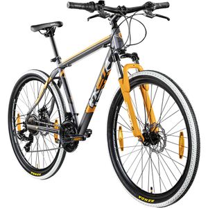 Zündapp FX27 27,5 Zoll Mountainbike 160 - 185 cm MTB Hardtail Fahrrad 650B 21 Gänge Scheibenbremsen Damen Herren Jugendliche unisex, Farbe:grau/orange, Rahmengröße:48 cm