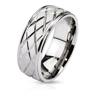 viva-adorno velikost 52 (Ø 16,5 mm) dámský a pánský prsten z nerezové oceli partnerský prsten částečně matně leštěný s diamantovým brusem RS56, stříbrná diagonála,