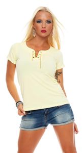 Damen Shirt Top T-Shirt ; Gelb S/M 36/38