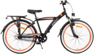 AMIGO Kinderfahrräder Jungen Roady 24 Zoll 38,5 cm Jungen Rücktrittbremse Schwarz/Orange