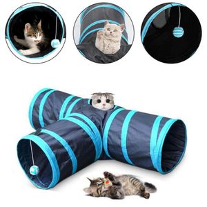 Neu 5Wege Katzentunnel Spielzeug grau Rascheltunnel Spieltunnel für Katzen 