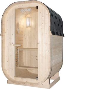 HOME DELUXE Sauna zewnętrzna CUBE S - Wymiary: ok. 194 cm x 120 cm, drewno: świerk - w zestawie piec do sauny i akcesoria do sauny I Sauna ogrodowa, sauna zewnętrzna, beczka do sauny dla 2 osób