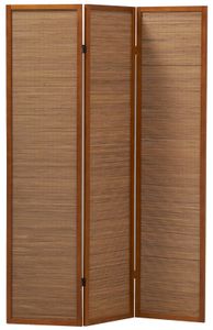 Paravent aus Kiefer und Bambus 3 Paneele