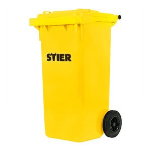 STIER 2-Rad-Müllgroßbehälter, Mülltonne, Volumen 120 Liter, Mülleimer, Farbe: Gelb, Größe: 475 x 550 x 930 mm, Restmülltonne mit Rädern und Deckel, Universaltonne