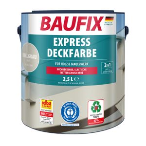 BAUFIX Express Deckfarbe hellgrau matt, 2.5 Liter, Wetterschutzfarbe