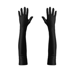Oblique Unique Damen Handschuhe Lang schwarz Handschuh für Hochzeit Fasching Karneval Motto Party Kostüm Accessoire für Halloween
