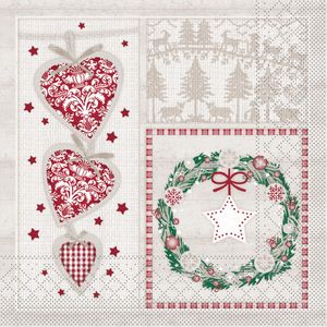 MANK Tissue Serviette Benita, 40 x 40 cm, 100 Stück - Weihnachten Xmas