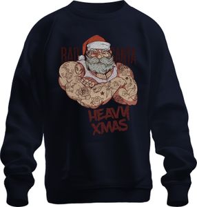 Heavy XMas Fitness Father Christmas Gym Santa - vianočný darček Uni vianočný sveter, Navy, XXL