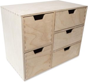 Creative Deco Schubladen-Box aus Birken-Sperrholz | 5 Schubladen | 36 x 20 x 28,5 cm | Mini-Kommode für Kleinigkeiten | Perfektes Ordnungssystem für Lagerung, Decoupage & Dekoration