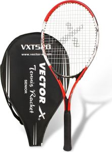 Vector X VXT-520 Strung Tennisschläger | Farbe: Rot | Größe: 27 Zoll | Material: Aluminium | mit 3/4 Abdeckung | Leichtgewicht | Schwere Konstruktion | Stoßdämpfungseffekt | Kopfform: Ovale Form