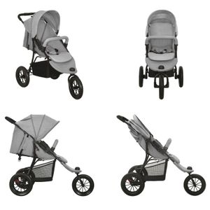 vidaXL Kinderwagen Hellgrau Stahl - Kinderwagen - Kinder Wagen - Buggy - Buggys