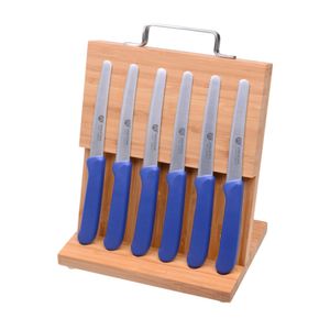 GRÄWE Magnet-Messerhalter Bambus klein mit Brötchenmessern blau