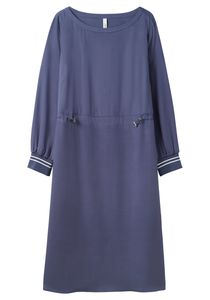 sheego Damen Große Größen Kleid aus fließendem Lyocell, mit Taillen-Tunnelzug Midikleid Citywear feminin Rundhals-Ausschnitt - unifarben