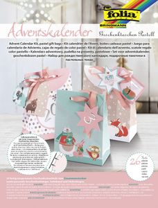 folia Adventskalender "Geschenktaschen Pastell" 26-teilig